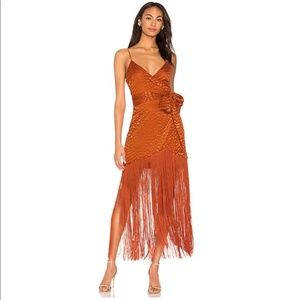 Orange Fringe LPA Dress NWT
